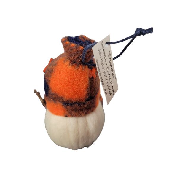 Snowoolies Denver Broncos Snowman Ornament 5" Felt Football Theme - Picture 2 of 9